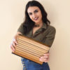 Wooden Clutch Bag with Leather Strap
