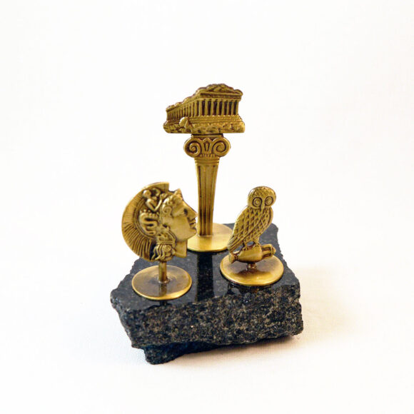 Parthenon & Athena & Owl - Marble base with bronze element (Paperweight)