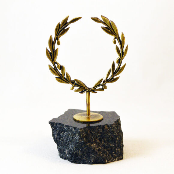 Big Olive Branch Wreath with Olives - Marble base with bronze element (Paperweight)