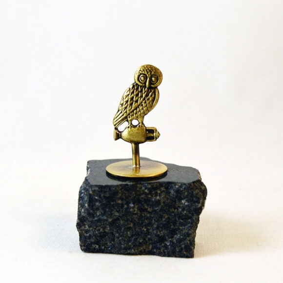 Owl on Amphora - Marble base with bronze element (Paperweight)