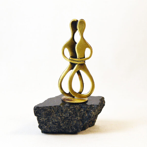 Cycladic Art Duo - Marble base with bronze element (Paperweight)
