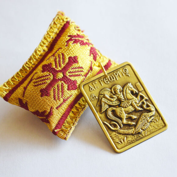 Talisman with St. George (burgundy-gold)