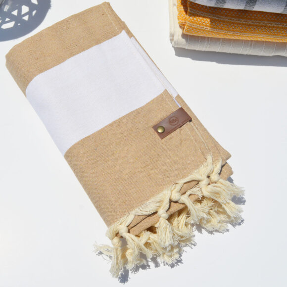 Beige/White Stripe - Cotton Towel (Pestemal)
