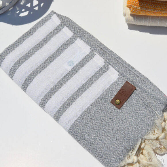 Grey/White Diamond - Cotton Towel (Pestemal)
