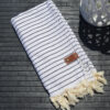 White/Black Stripes - Cotton Towel (Pestemal)