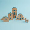 Aegean Village in Cyclades - Wooden Collectible Set