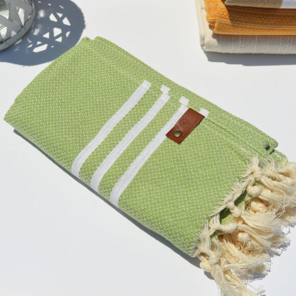 Green/White Stripes – Cotton Towel (Pestemal)