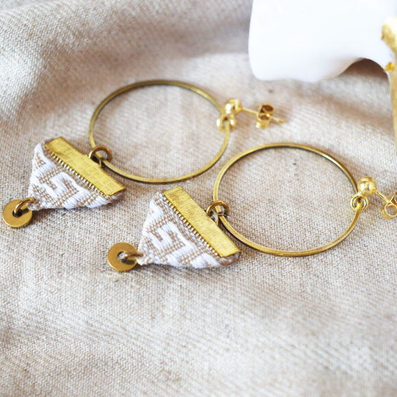 Boho Hoops (Triangle Beige meander)