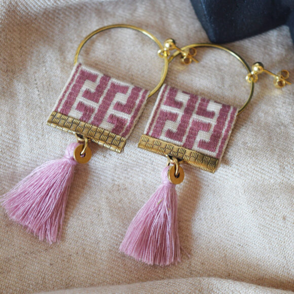 Boho Hoops (Pink meander)