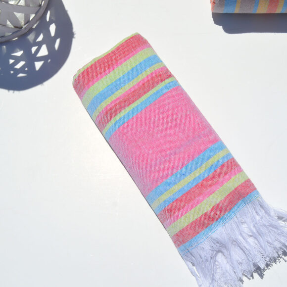 Pink Stripes - Cotton Towel (Light Texture Pestemal)