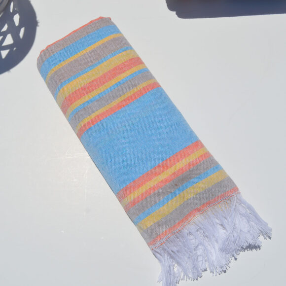 Light Blue Stripes - Cotton Towel (Light Texture Pestemal)